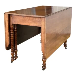 1940s Gate Leg Drop Leaf Spindle Dining Buffet Table