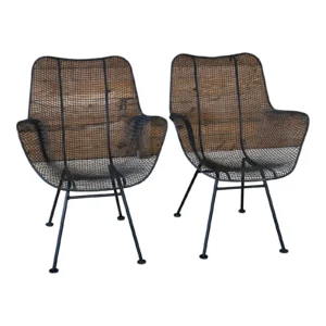 1950’s Sculptura Russell Woodard Mesh Lounge Chairs-Pair