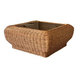 1970’s Vintage Coastal Mid-Century Modern Wicker Coffee Table