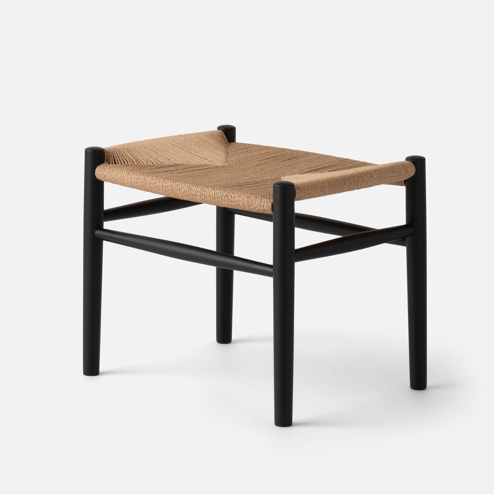 Open FDB Mobler J83 Bench::Black with Natural Woven Seat::Main in zoom modal