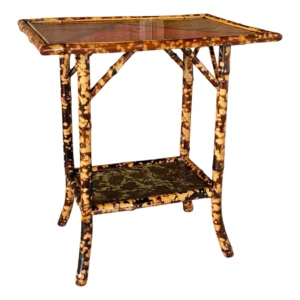Late 19th Century Victorian Scorched Lacquered Japanned Bamboo Side Table