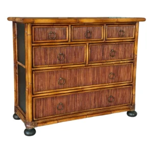Late 20th Century British Colonial Rattan and Black Lacquered Chest by Milling Road for Baker