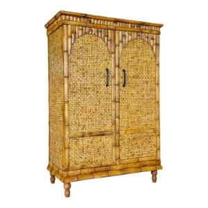 Late 20th Century Coastal Organic Modern Bamboo Armoire