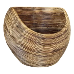 Late 20th Century Organic Modern Pencil Rattan Egg Pod Tub Chair