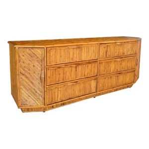 Mid-20th Century Organic Modern Restored “Floating” Rattan Sideboard