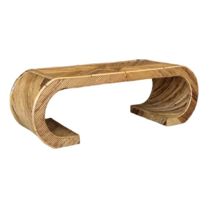 Mid-20th Century Organic Modern Restored Pencil Rattan Scroll Coffee Table