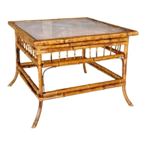 Mid-20th Century Refinished Brighton Pavilion Bamboo Side or Coffee Table With Glass Top