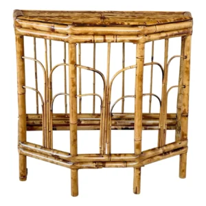 Mid-20th Century Refinished Coastal Burnt Bamboo Demi-Lune Table