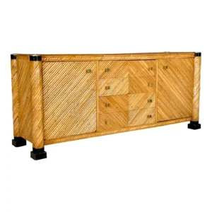 Mid-20th Century Restored Neoclassical Style Bamboo and Brass Sideboard