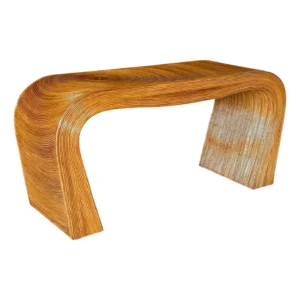Mid-20th Century Restored Organic Modern Pencil Rattan Console Table