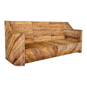 Mid-20th Century Restored Organic Modern Split Rattan Sculptural Sofa