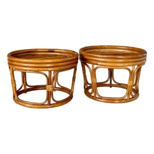 Pair of Late 20th Century Bent Rattan Ottoman Footstools