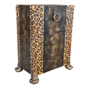 Regency Safari Cheetah Gilt Embossed Metal Claw Feet Trunk