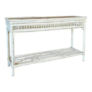 Vintage Coastal Brighton Pavilion Style Painted Bamboo Console Table