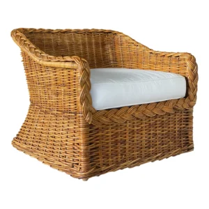 Vintage Coastal Large Braid Rattan Side Chair